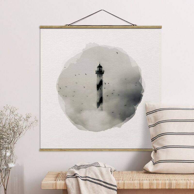 

Imagen de tela - Watercolors - Lighthouse In The Fog - Cuadrado 1:1 Dimensión LxA: 50cm x 50cm