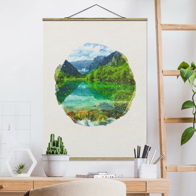 

Imagen de tela - Watercolors - Mountain Lake With Mirroring - Alto 4:3 Dimensión LxA: 106.5cm x 80cm