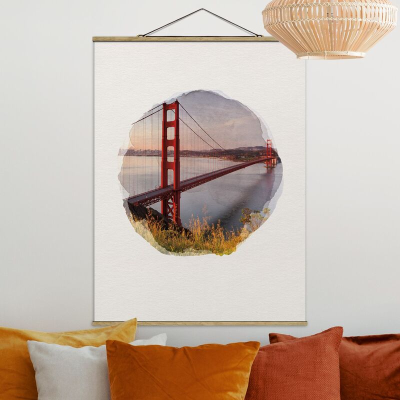 

Imagen de tela - Watercolors - Golden Gate Bridge In San Francisco - Alto 4:3 Dimensión LxA: 66.4cm x 50cm