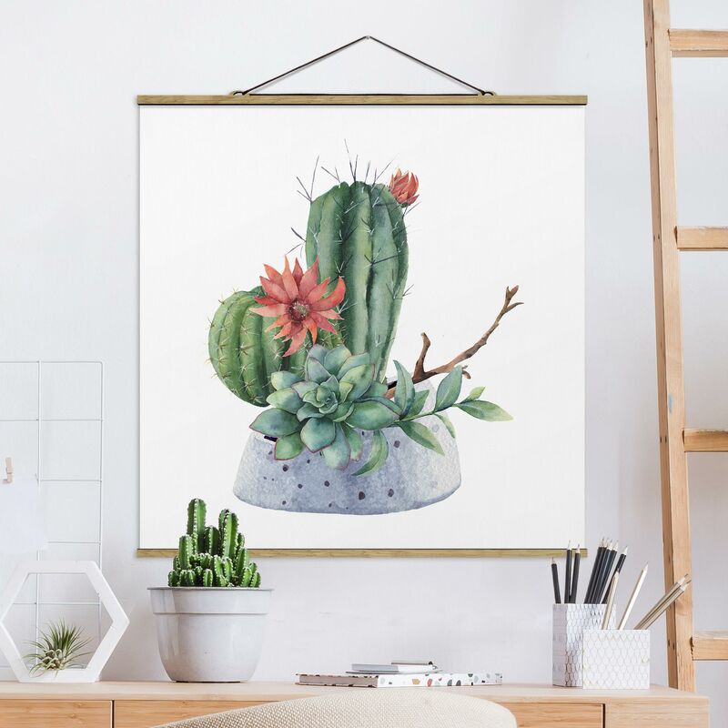 

Imagen de tela - Watercolour Cacti Illustration - Cuadrado 1:1 Dimensión LxA: 100cm x 100cm