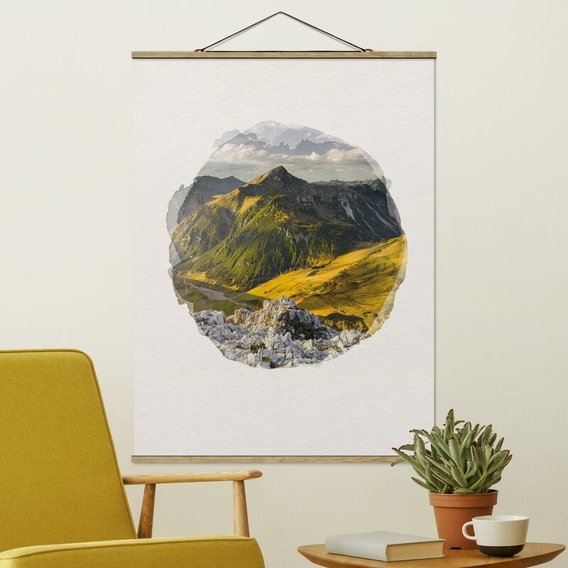

Imagen de tela - Watercolors - Mountains And Valley Of The Lechtal Alps In Tirol - Alto 4:3 Dimensión LxA: 66.4cm x 50cm