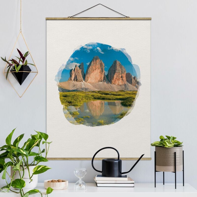 

Imagen de tela - Watercolors - South Tyrolean Battlements And Water Reflection - Alto 4:3 Dimensión LxA: 106.5cm x 80cm