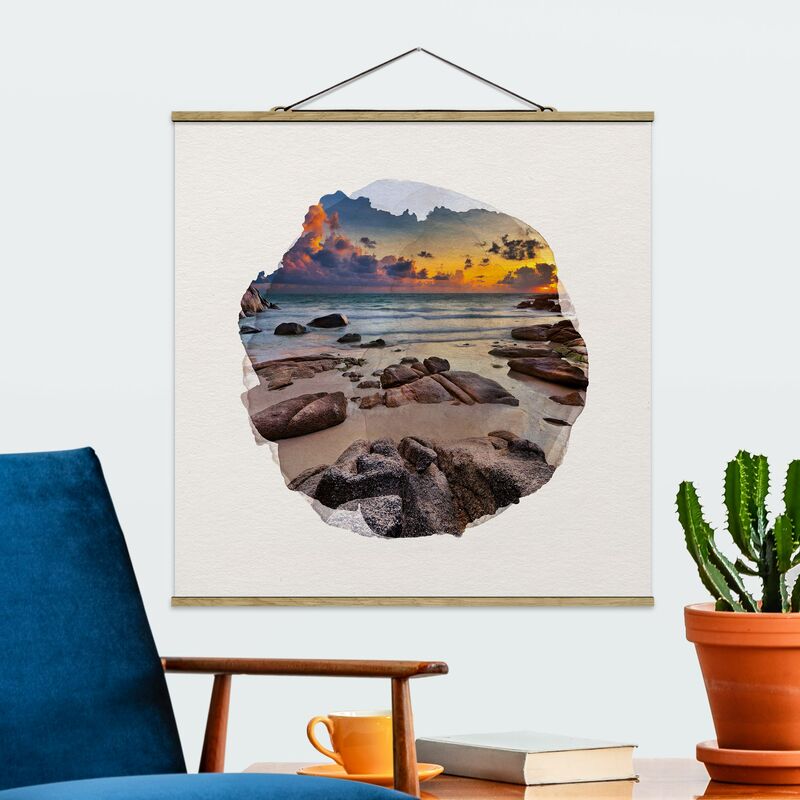

Imagen de tela - Watercolors - Beach Sunrise In Thailand - Cuadrado 1:1 Dimensión LxA: 35cm x 35cm
