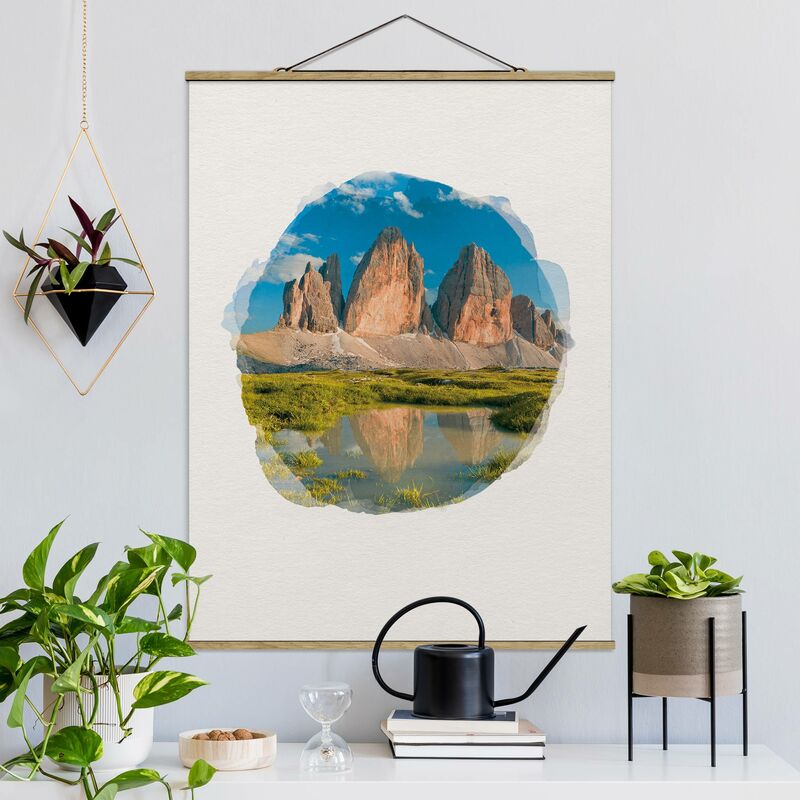 

Imagen de tela - Watercolors - South Tyrolean Battlements And Water Reflection - Alto 4:3 Dimensión LxA: 66.4cm x 50cm