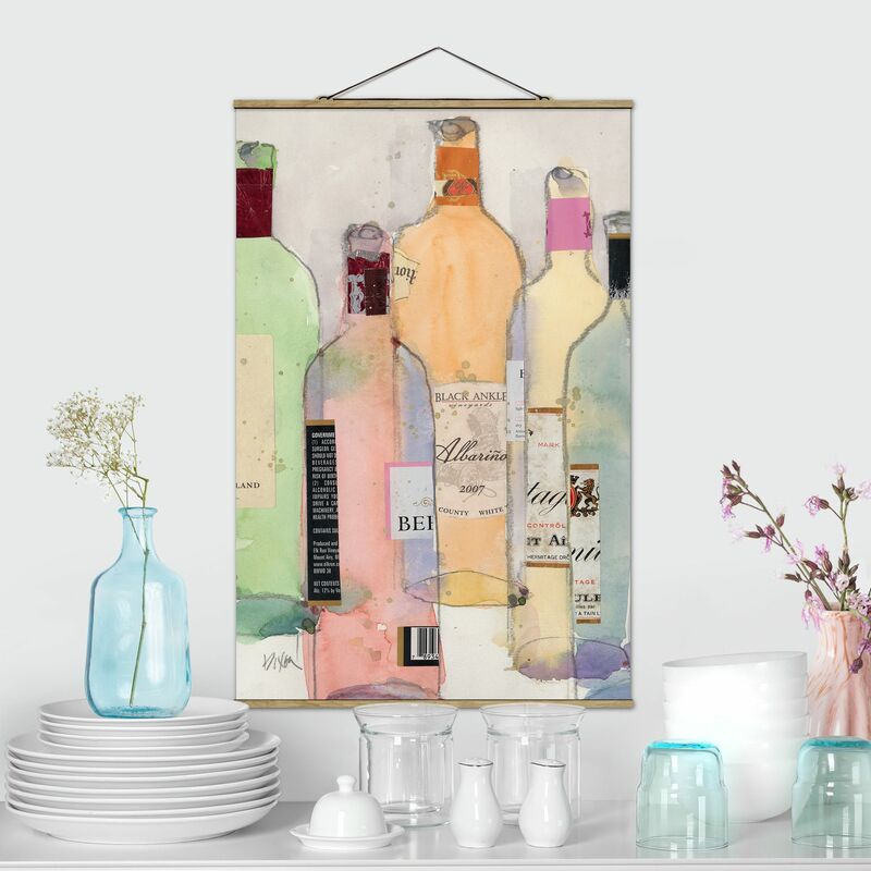 

Imagen de tela - Wine Bottles In Watercolor II - Alto 3:2 Dimensión LxA: 75cm x 50cm