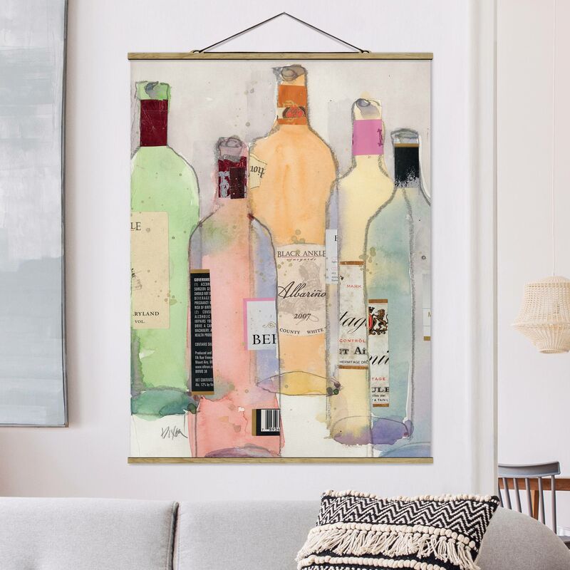 

Imagen de tela - Wine Bottles In Watercolor II - Alto 4:3 Dimensión LxA: 106.5cm x 80cm