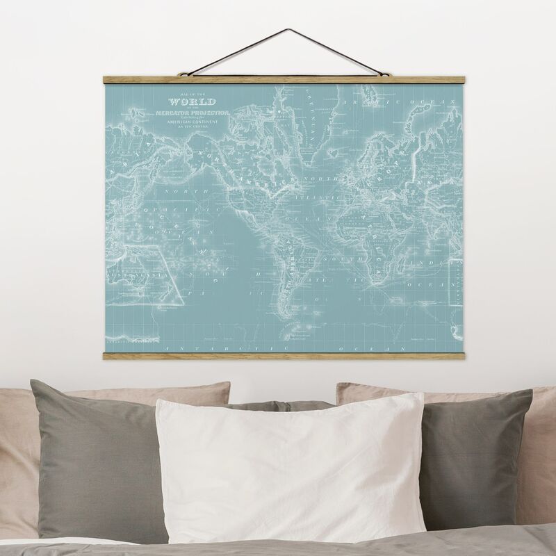 

Imagen de tela - World Map In Ice Blue - Apaisado 3:4 Dimensión LxA: 37.5cm x 50cm