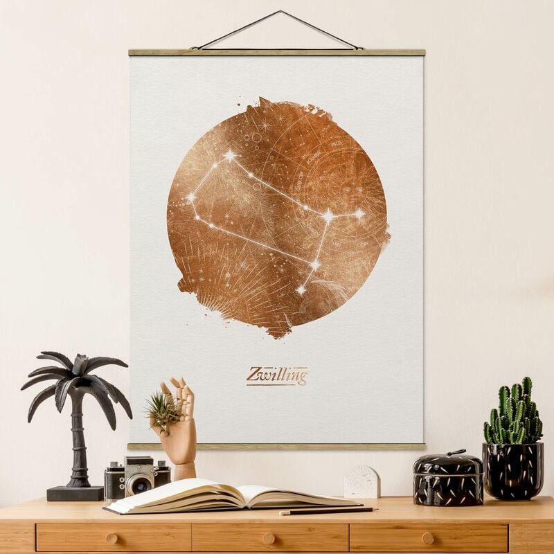 

Imagen de tela - Zodiac Sign Gemini Gold - Alto 4:3 Dimensión LxA: 133.5cm x 100cm