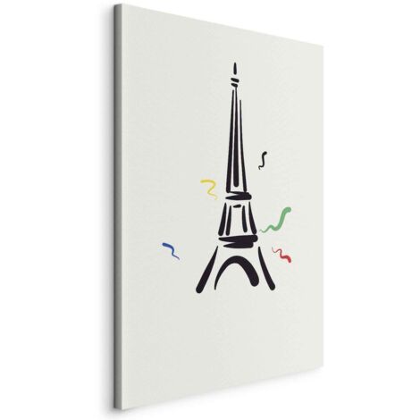 Imagen: Dibujo gráfico en negro de la Torre Eiffel sobre un fondo color crema.