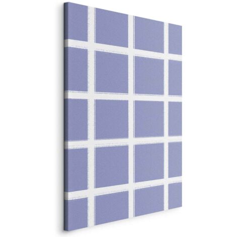 Imagen - Líneas y simetría - un expresivo patrón de cuadros blancos sobre un fondo azul / Líneas blancas - un patrón de cuadros con una malla grande sobre un fondo azul