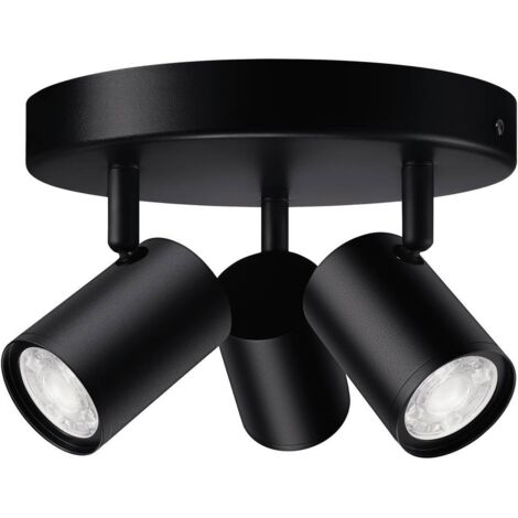 IMAGEO 3x plaque ronde spot orientable, lampe LED noire