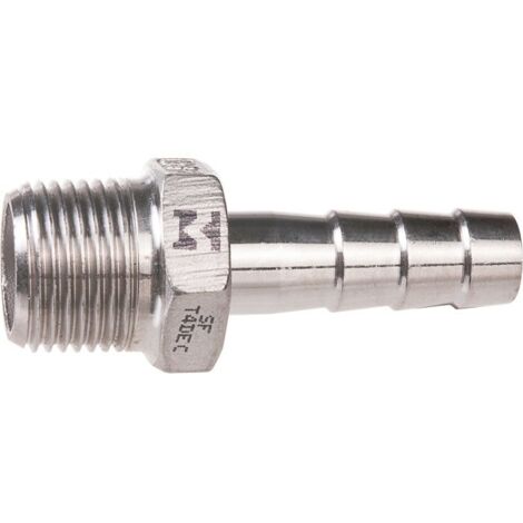 Raccord cannelé inox droit à visser - M 1'1/2 - Diamètre 40 mm