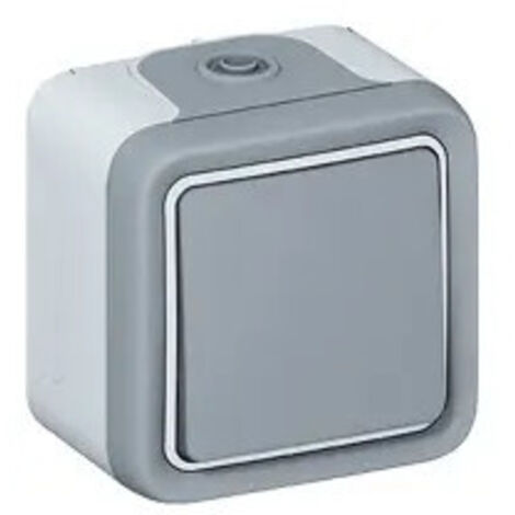 Legrand – Poussoir étanche 10A IP55 saillie gris – Montage en saillie pour environnements techniques – Connexion rapide sans outil - NO 10 A