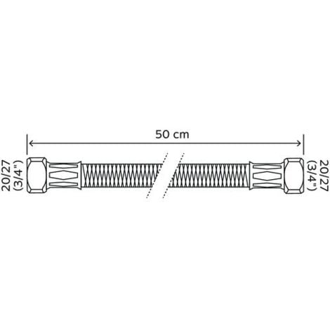 Flexible sanitaire - Raccord 2 écrous tournants 3/4" - Longueur : 500mm - DN10