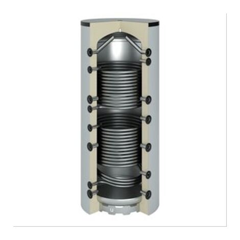 Ballon tampon acier 1500 litres 2 serpentins 2080x1200(1000) Classe A+