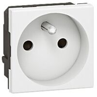 Prise de courant 2P T connexion bornes automatiques – Blanc – Mosaic – Pour installation encastrée – Compatible avec interrupteurs Legrand