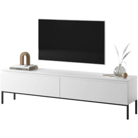 Selsey - Meuble TV Bemmi - 175 cm - blanc et pieds noirs (1/5)