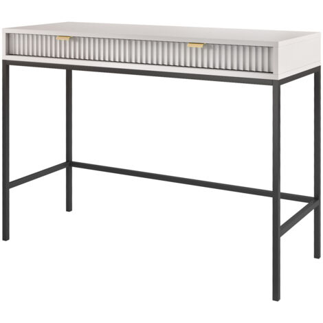 Selsey Vellore - Coiffeuse - 104 cm - grise avec façades rainurées et ...