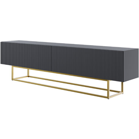 Selsey VELDIO - Meuble TV - 175 cm - noir sur pieds dorés (1/5)