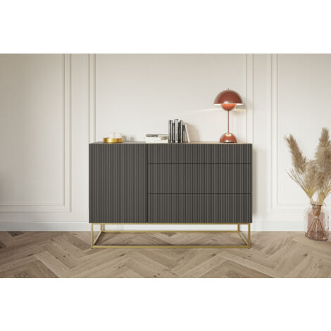 Selsey VELDIO - Commode à une porte avec tiroirs - 140 cm - noir