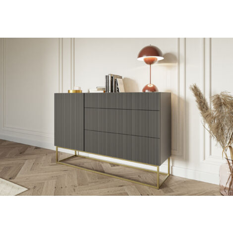 Selsey VELDIO - Commode à une porte avec tiroirs - 140 cm - noir