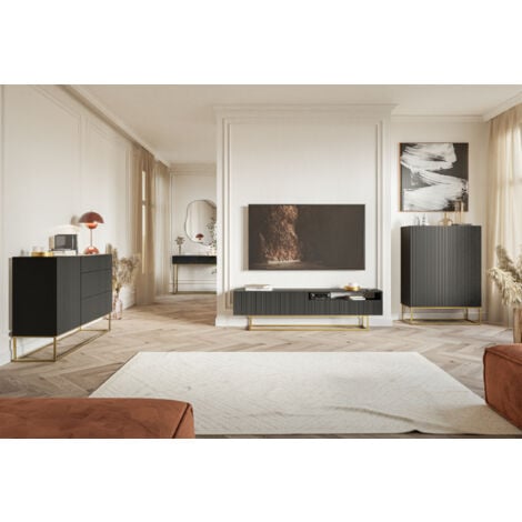 Selsey VELDIO - Commode à une porte avec tiroirs - 140 cm - noir