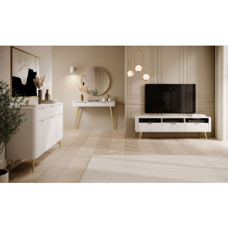 Selsey OVAL - Coiffeuse avec tiroirs - 112 cm - blanc