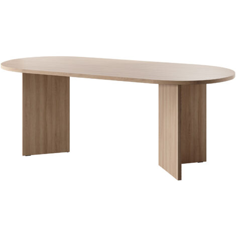 Selsey – Table de salle à manger ovale 90 x 203,6 cm – Chêne Lindberg – Hauteur 75 cm – Panneau stratifié – Pieds droits élégants