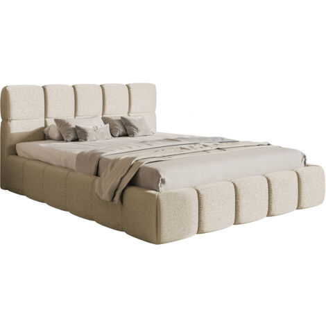 Selsey CLOUDY - Lit rembourré - 140x200 cm - beige clair chenille hydrophobe (1/5)