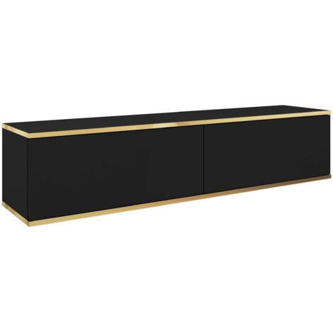Selsey MUCALMA - Meuble TV - 135 cm - noir avec inserts dorés (1/4)