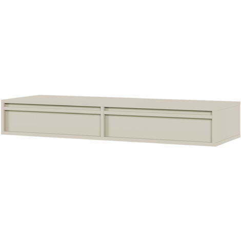 Selsey – Coiffeuse suspendue 110 cm avec 2 tiroirs – Panneau stratifié 16 mm – Bordure ABS – Couleur grège – Pour rangement maquillage (1/6)