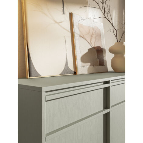 Buffet bas 3 portes Rachele, (180x45x80 cm), Chêne Clair