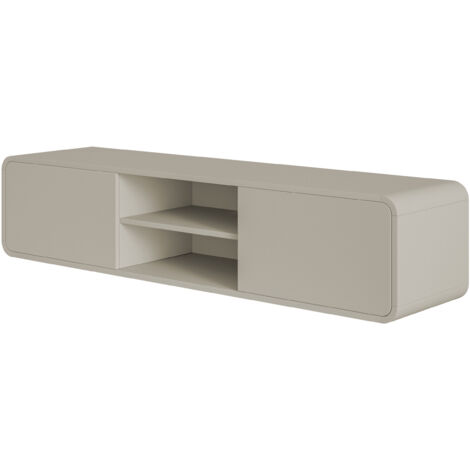 Meuble TV Stoon 154 Cm De Large Avec Tiroir - Blanc, Design Moderne, Pieds En Acier Noir - 5