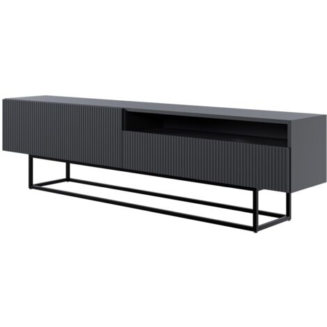 Selsey VELDIO - Meuble TV avec niche sur pieds noir - 175 cm - noir (1/5)