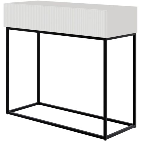 Selsey VELDIO - Table console avec tiroir - debout - 90 cm - blanc - avec pieds noirs (1/4)
