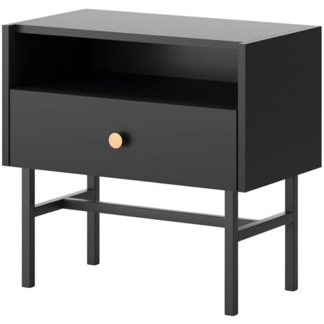 Selsey DIVENOS - Table de chevet - avec tiroir - noir