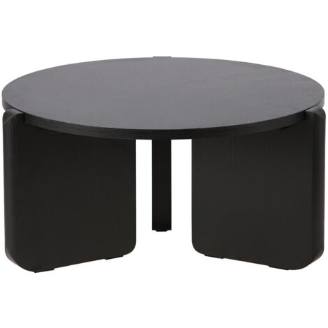 Table Basse Ronde Preffines Selsey - 85 Cm De Diamètre, Style Scandinave En Noyer