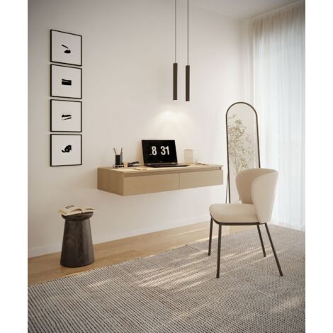 Selsey – Coiffeuse suspendue 120 cm – 2 tiroirs – Panneau de particules ...