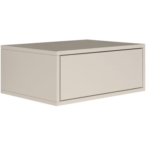 Selsey – Table de chevet suspendue avec tiroir – Gris cachemire – Largeur 50 cm – Façade sans poignée avec système push-to-open