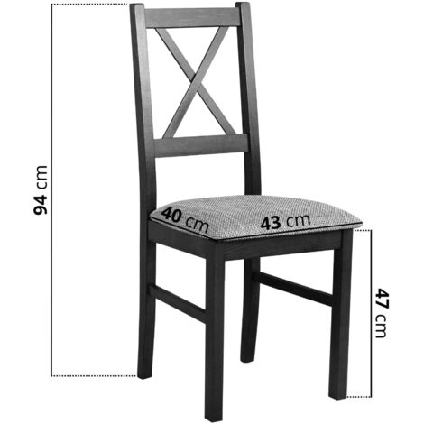 Chaise De Salle à Manger En Bois Noir Venise - Assise Rembourrée Gris Clair - Neuve Assemblée