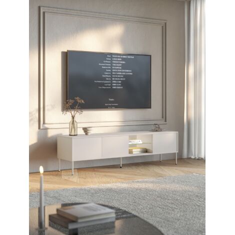 Selsey SENEY Meuble TV 175 Cm Taupe Gris-Beige - Design Élégant Insert Doré - Meuble TV Moderne Avec Rangement Verrouillable