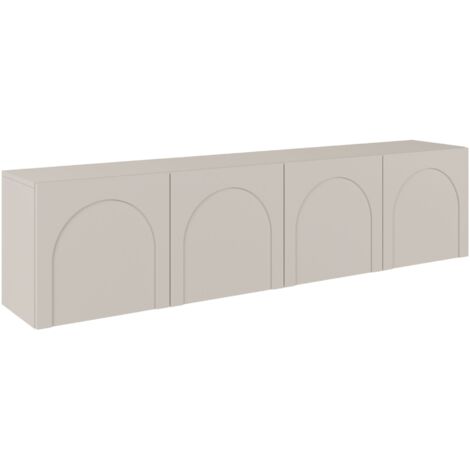 Selsey – Meuble TV minimaliste 200 cm – 4 portes avec système Tip-On – Gris cachemire – Panneau stratifié 16 mm – Rangement optimisé (1/5)