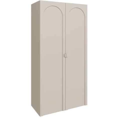 Selsey ARKADIA – Armoire 2 portes à façades rainurées en arc, gris cachemire, 100 cm (1/5)