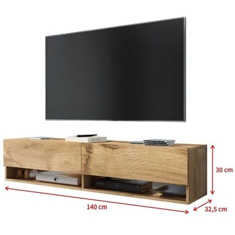 Selsey WANDER - Meuble tv / Banc tv (chêne wotan, 140 cm, sans LED)