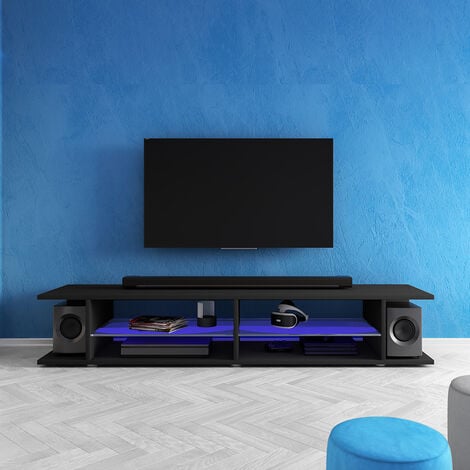 Meuble TV noir moderne 180 cm pour salon