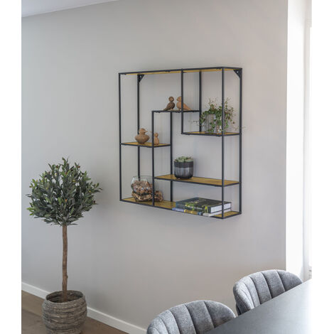 Selsey Seaford Etagere Murale 85 Cm Chene Noir Style Industriel