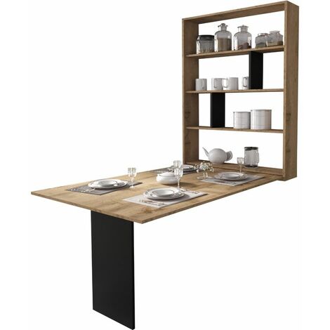 Selsey ESPIGO - Table extensible - 130x80 cm - chêne wotan - 6 étagères - style moderne