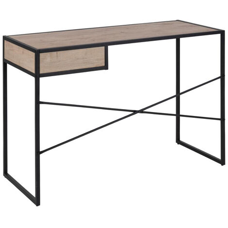 Bureau design - seaford - 100 cm - chêne / noir - style industriel