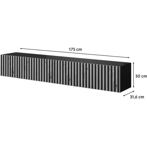 Selsey TELIRE - Meuble TV 175 cm en chêne artisan avec façade fraisée et inserts noirs