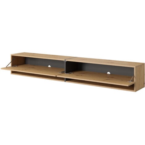 Selsey MIRRGO - Meuble TV 200 cm chêne artisan avec insert graphite